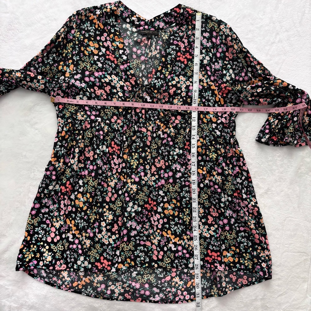 CHRISTIAN SIRIANO Boho 3/4 Sleeve Floral Tunic Top--EUC--M - Picture 16 of 16
